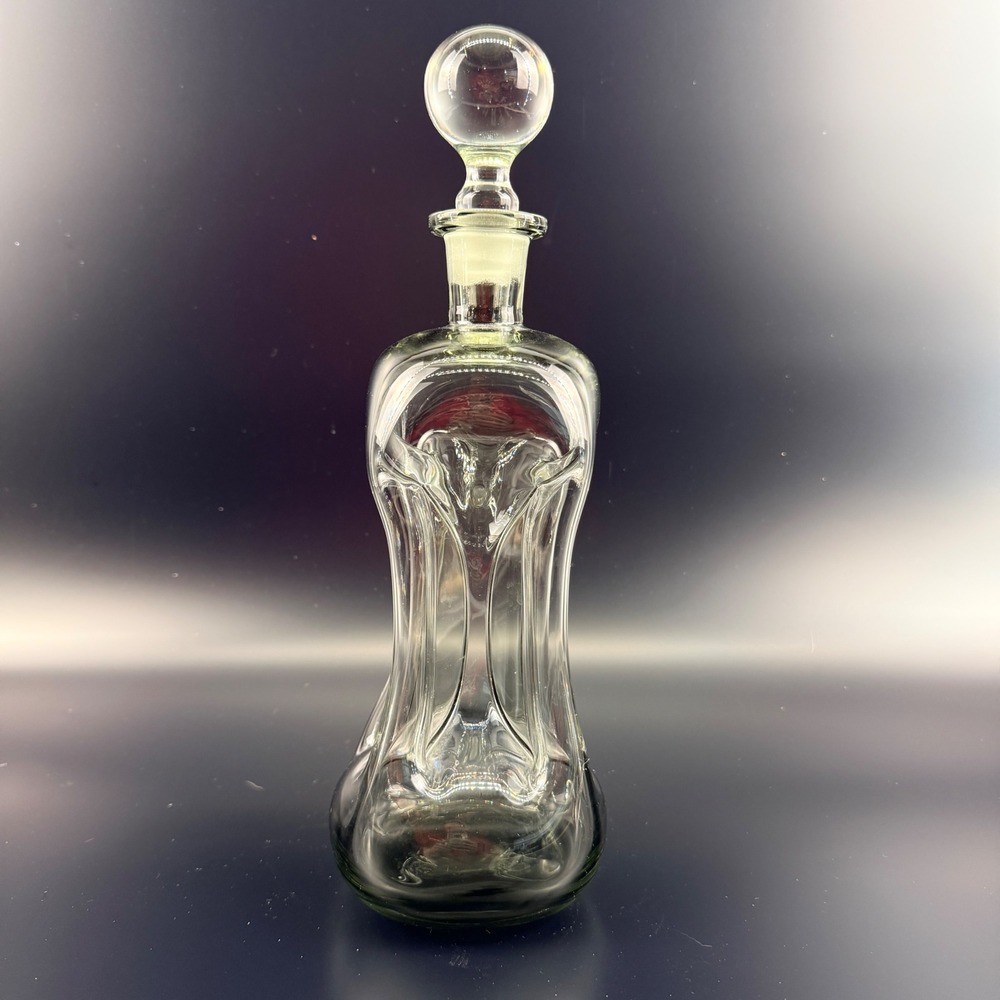 Holmegaard Kluk Kluk Decanter Large Smoke Gray Glass Ball Stopper - Picture 3 of 8